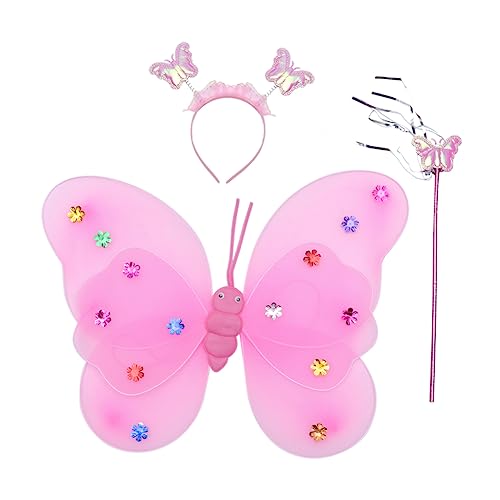 BESTYASH Schmetterlingsflügel Feenflügel Schmetterlinge Led-flügel Schmetterlings-kit Stoff Rosa BESTYASH Schmetterlingsflügel Feenflügel Schmetterlinge Led-flügel Schmetterlings-kit Stoff Rosa von BESTYASH