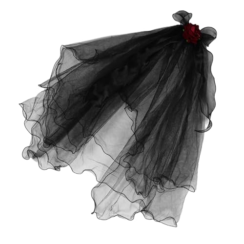 BESTYASH Schwarzes Haarschmuck Accessoire mit Roten Rosen für Halloween Partys für Geisterbraut Cosplay und Vintage Outfits BESTYASH Schwarzes Haarschmuck Accessoire mit Roten Rosen für Halloween Partys für Geisterbraut Cosplay und Vintage Outfits von BESTYASH