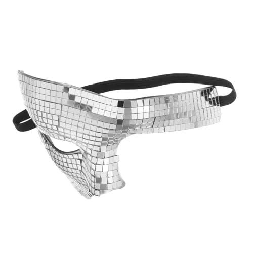 BESTYASH Silberne Disco Maske Halbgesicht Glitzernde Spiegel Maske für Halloween Tanzparty Dj Club Kostüm Atmungsaktiv Leicht und Vielseitig für Karneval und Geburtstag BESTYASH Silberne Disco Maske Halbgesicht Glitzernde Spiegel Maske für Halloween Tanzparty Dj Club Kostüm Atmungsaktiv Leicht und Vielseitig für Karneval und Geburtstag von BESTYASH