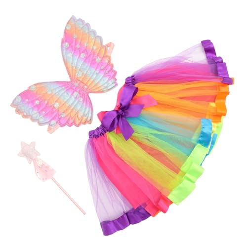 BESTYASH Fee Kostüm Party Dress up Engel Halloween Fliegender Flügel Jungen Und Mädchen Outfits Kurzer Rock Set von BESTYASH
