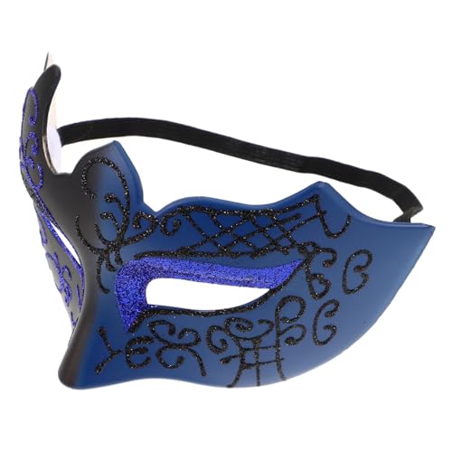 BESTYASH Venetian Halbgesichtsmaske mit Glitzerflammen Herren Maskerade Maske für Mardi Gras Karneval Halloween Party und Fotografie Komfortable Kunststoffmaske in Schwarz-blau BESTYASH Venetian Halbgesichtsmaske mit Glitzerflammen Herren Maskerade Maske für Mardi Gras Karneval Halloween Party und Fotografie Komfortable Kunststoffmaske in Schwarz-blau von BESTYASH