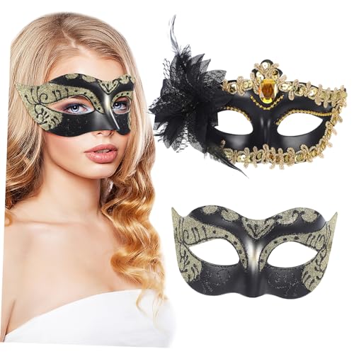 BESTYASH 2stücke Maskerade Masken Für Vintage Masken Mit Glitzer Und Blumen Unisex Kostüm Zubehör Für Karneval Halloween Und Feierlichkeiten Bequem Und Wiederverwendbar von BESTYASH