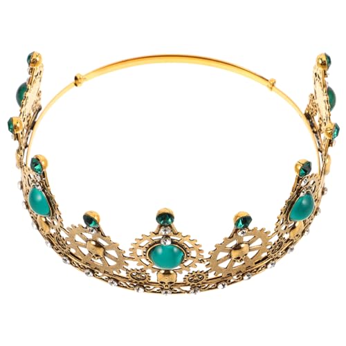 BESTYASH Vintage Herren Totenkopf Krone mit Zahnrädern und Strasssteinen Retro Kopfaccessoire für Halloween Karneval Geburtstagsparty und Cosplay Leichtes Langlebiges Kostümzubehör in Gold von BESTYASH