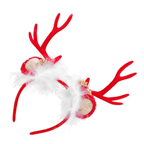 BESTYASH Weihnachts Rentiergeweih Haarreif für Mädchen Party Kostüm Haarschmuck mit Schleife Weiches Stoffmaterial Bequem und Langlebig Festliche Haardekoration von BESTYASH