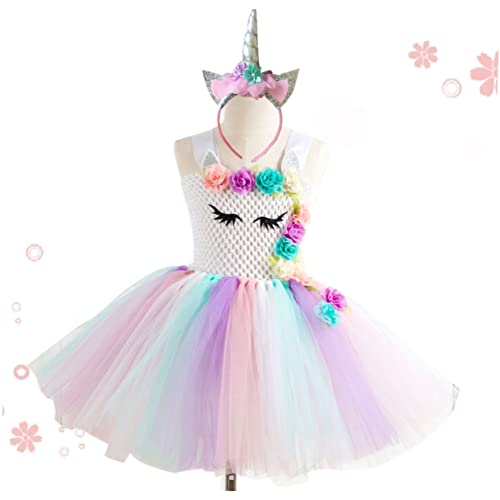 BESTYASH ädchen Einhorn Tutu Kleid Mit Haarband Festliches Kostü Für Perfekte Verkleidung Für Geburtstagsfeiern Halloween Und Cosplay 10 12 Jahre von BESTYASH