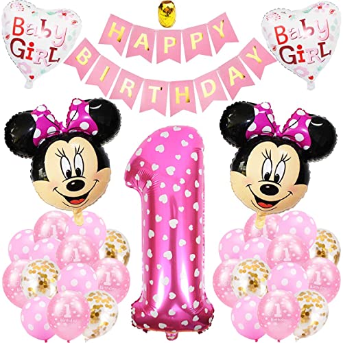 BESTZY Minnie Luftballons, Minnie Birthday Party Supplies Dekorationen Minnie Themed 1st Birthday Party Supplies für Miickey Themenparty von BESTZY