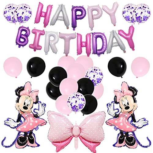 Minnie Luftballons Geburtstagsdeko 1Jahr Mädchen, Minnie Birthday Party Supplies Dekorationen Minnie Themed 1st Birthday Party Supplies für Minnie Themenparty von BESTZY