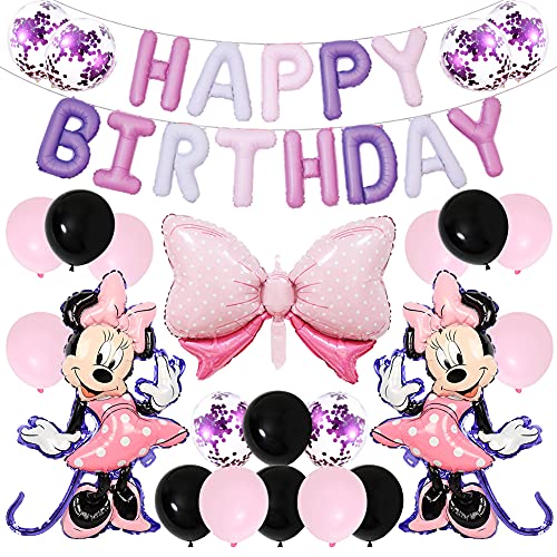 Minnie Themed Geburtstag Dekoration, Party Supplies Luftballons für Kinder Mädchen Birthday Celebration Mehrweg (Rosa) von BESTZY