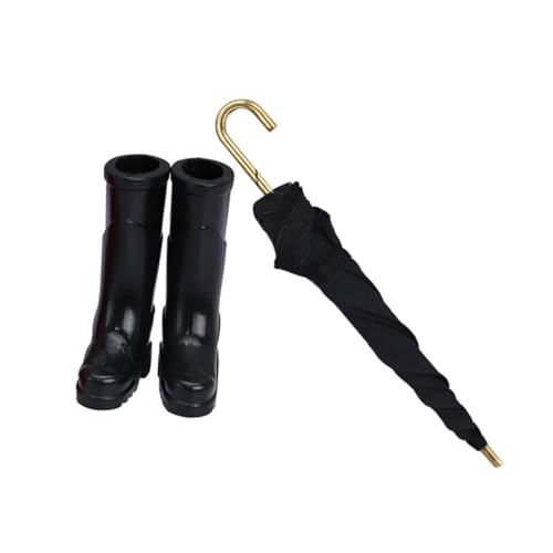 1 Satz Puppenhaus kinderspielzeug für Miniatures hühner Toys for Miniatur-Regenschuhe Regenschirm Spielzeughaus Regenschuh Plastik Black BESTonZON von BESTonZON