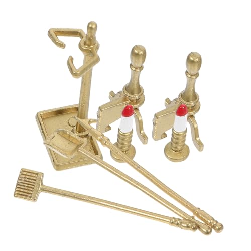BESTonZON Miniatur-kaminzubehörset Mit Werkzeugen Schaufel Und Kerzenhalter Für Puppenhaus Maßstab Möbel Dekoration Szenenzubehör Modellbauaccessoires von BESTonZON