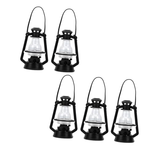 5st Miniatur-öllampe Einziehbar Retro-Dekoration Spitzendekoration Schwarzes Lagerregal Ostertisch Mini-Tasse Befeuchten Laterne Petroleumlampe Spiralförmige Spule Abteil Black Pp BESTonZON von BESTonZON
