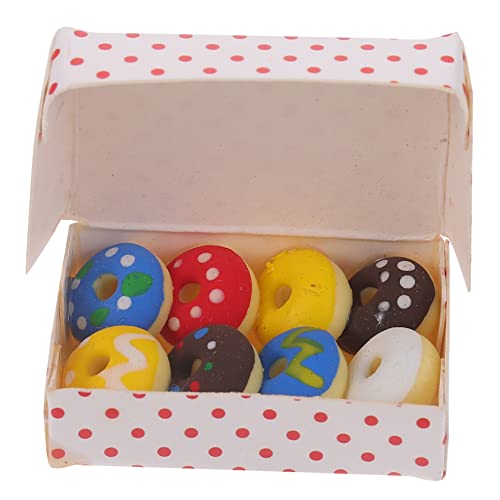 BESTonZON 1 Box Simulation Donut Ornamente Für Dekoration Essen Dessert Mini Wohnaccessoires Kinderspielzeug Mini Schmuck Macaron Buntes Harz von BESTonZON