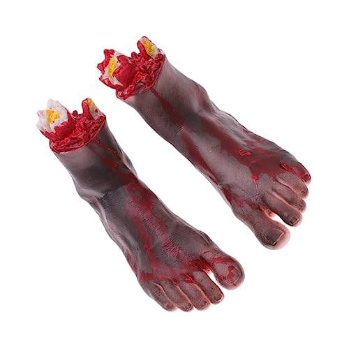 BESTonZON 1Paar Realistische Gefälschte Abgetrennte Füße für Halloween Deko Gruselige Blutige Körperteile für Spukhaus und Kostüme für Partys und Scherze mit Freunden von BESTonZON