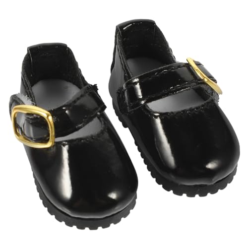 BESTonZON 1 Paar Mini Puppen Pu Puppenschuhe Ersatz Schwarze Puppenmädchen Puppenrock Schuhe von BESTonZON