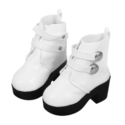 BESTonZON 1 Paar Puppenstiefel Schuhwerk Puppe Modeschuhe Puppenschuhe Puppenkleidschuhe Babyschuhe Für Mädchen Zubehör Für Puppenkleidung Miniatur-Schuhe Modisches Puppenzubehör Weiß von BESTonZON