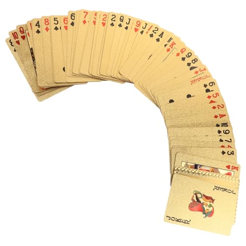 BESTonZON 1 Packung Spielkarten Mit Goldfolie Tarot-Karten Kartenspiel Poker Jetons Party-Spielkarte Partyspielzeug Unterhaltsame Spielkarte Tischkarten Tragbare Karten Golden von BESTonZON