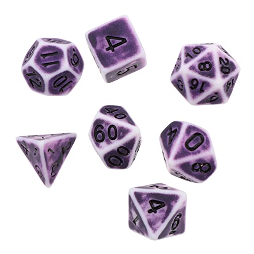 BESTonZON 1 Satz 7St Vintage facettierte Würfel Rollenspiel Würfel großer Jumbo betrunkenes Würfelspiel Retro настольные игры Party Sachen Partyzubehör Würfel für Rollenspiele Acryl Violett von BESTonZON