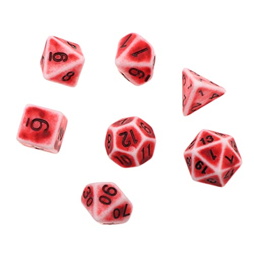 BESTonZON 1 Satz 7st Vintage Facettierte Würfel Spiel Jumbo-würfel Retro EIN Paar Sachen Vintage Würfel 10-seitiger Würfel Polyedrische Würfel Alte Würfel Partyzubehör Acryl Rot von BESTonZON