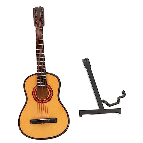 BESTonZON 1 Satz Abbildung Mini-Gitarre büro Dekoration Office Decoration Room Decor Hausdekoration Dekorationen für Zuhause Desktop-Holzminiaturen Miniatur-Musikinstrumente hölzern Khaki von BESTonZON