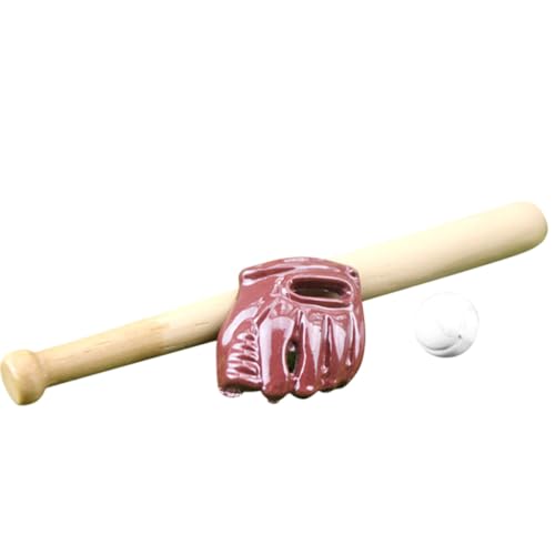 BESTonZON 1satz Miniatur Baseballset Mit Schlägern Handschuh Und Dekorative Simulation Für Puppenhäuser Und Gartenaccessoires Für Kreative -projekte Und Kinderzimmerdekoration von BESTonZON