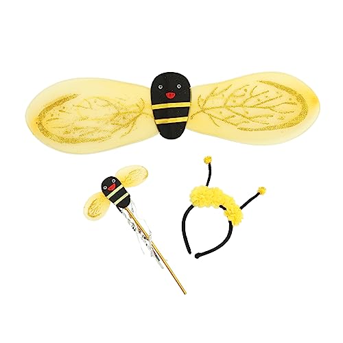BESTonZON 1 Satz Bienenflügel Bienenbanner Plüsch Schmetterling Bienenwachs feeflügeln Fairy Wand Bienen zubehör geburtstagsdeko Feenstab Zauberstab Stoff Yellow von BESTonZON