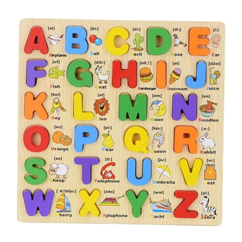 BESTonZON 1 Satz 3D-Buchstaben-rätsel Puzzletisch Holzbuchstaben Rätsel Buchstabenrätsel Alphabet-rätsel Hölzern Spielzeug Dreidimensional von BESTonZON