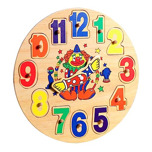 BESTonZON 1 Satz Clown Aus Holz Uhr Lernspielzeug Unterrichtszeitformspielzeug Spielzeuge Sortierspielzeug Aus Holz Farbsortierspielzeug Digitaluhr-Spielzeug Perlen Hölzern Kind Puzzle von BESTonZON