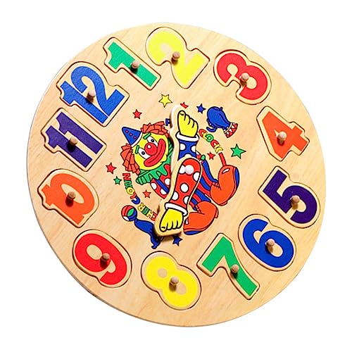 BESTonZON 1 Satz Clown aus Holz Uhr interaktives Puzzle für knobeleien für Kleinkinder Toys Puzzle-Uhr Farberkennungsspielzeug hölzern von BESTonZON