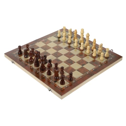 BESTonZON Tragbares Spielset 3-in-1 Dame Backgammon Holzbrett Für Kinder Erwachsene Lernspielzeug Vorhanden von BESTonZON