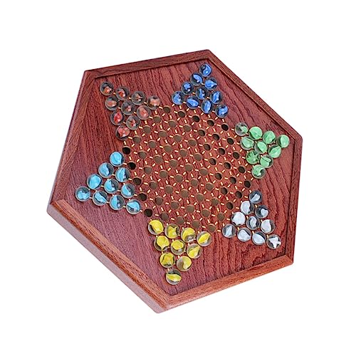 BESTonZON Hölzernes Halma-spielset Sechseck-Dame-Spielzeug Brettspiel 6 Murmeln Familienunterhaltung von BESTonZON