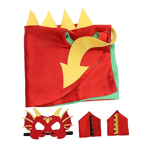 BESTonZON 1 Satz Dinosaurier-Umhang-Set Mantel Kostüm Halloween Kleider für verkleidung Dinosaur mask Kassierer-Set Maske Leistungsqualitäten lustiger Umhang Polyester rot von BESTonZON