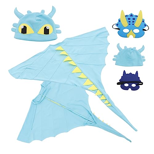 BESTonZON 1 Satz Dinosaurier-Umhang dekoratives Dinosaurierkleid Tierkleidung kinderkostüme Halloween kinderkostum Halloween Dinosaurierkostüm für Kinderaccessoire Stoff Sky-Blue von BESTonZON