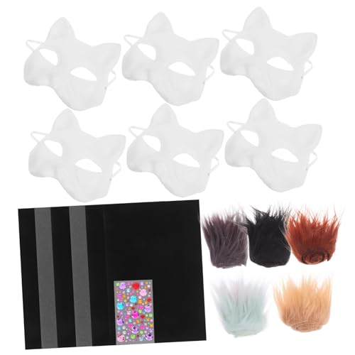 BESTonZON 1 Satz Diy Katzenmaske Set Unbemalte Masken aus Papier mit Zubehör für Kreative Kostümpartys Maskerade und Halloween Bastelset für Erwachsene BESTonZON 1 Satz Diy Katzenmaske Set Unbemalte Masken aus Papier mit Zubehör für Kreative Kostümpartys Maskerade und Halloween Bastelset für Erwachsene von BESTonZON