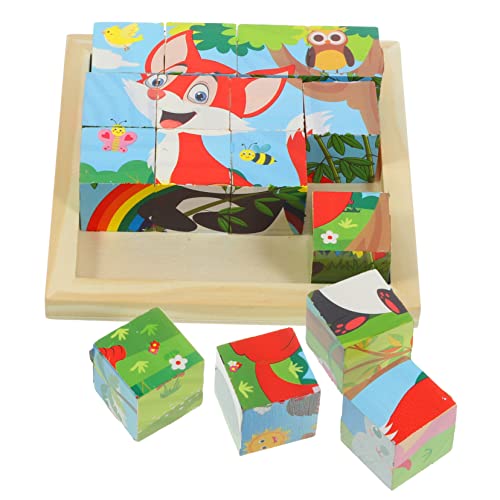 BESTonZON 1 Satz Dreidimensionales Sechsseitiges 3D-gemälde Holzblockpuzzle Würfelpuzzle Puzzle-würfel-Set Würfelblock-rätsel Interaktives Lernspielzeug Tangram-Puzzle Hölzern Blöcke Kind von BESTonZON