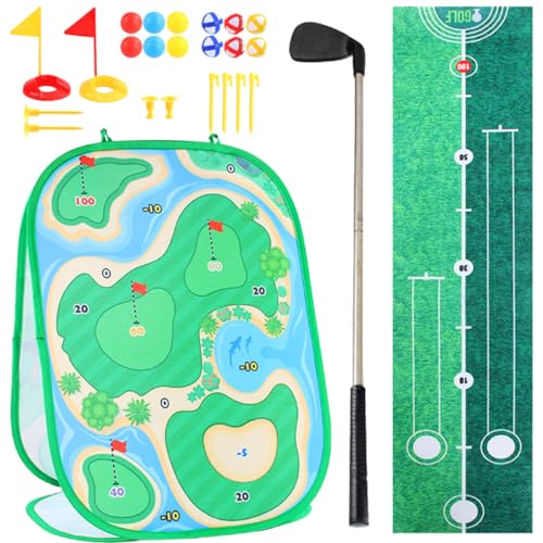 BESTonZON 1 Satz Golfspielset für Tragbares Golfspielzeug für Drinnen und Draußen Spielmatte und Golfschläger Fördert die Motorischen Fähigkeiten Eltern Junge Mädchen Interaktion von BESTonZON