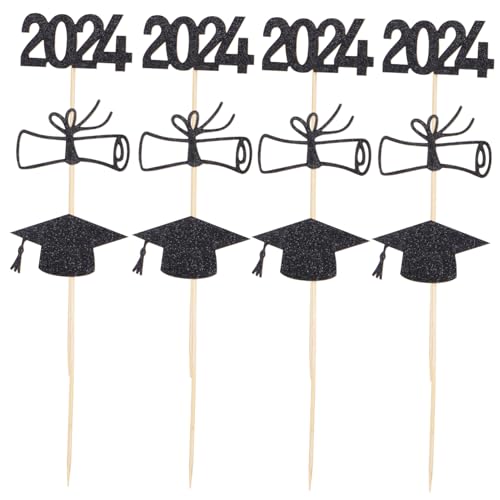 BESTonZON 1 Satz Graduierungskappe-kuchendekoration Vorschulabschluss Dekorationen Kuchen Verzieren Cupcake-boxen Stand Erster Geburtstag Kuchen Picks Kuchenbrett Grad Partyzubehör Papier von BESTonZON