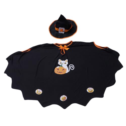 BESTonZON 1 Satz Halloween-Kleid Halloween-Teufel-Stirnband Lüfter Halloween- Perückentaschen Kessel Kalte Tassen Mit Deckel Und Strohhalm Außendekoration Maske Stoff Black von BESTonZON