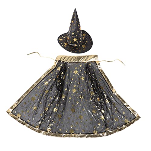 BESTonZON 1 Satz Halloween-Umhang Zaubererumhang und Hut für Rollenspiel-Zaubererkostüm Kinderhüte Kap Halloween umhang Halloween Costume Zaubererhut Cosplay-Umhang für Black von BESTonZON