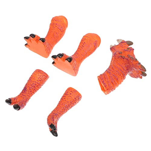 BESTonZON 1 Satz Handpuppenspielzeug Finger Zappeln Dinosaurier Roboter Pfote Hände Marionette Greifpuppenspielzeug Kinderparty Kinderleistungsspielzeug Orange Plastik von BESTonZON