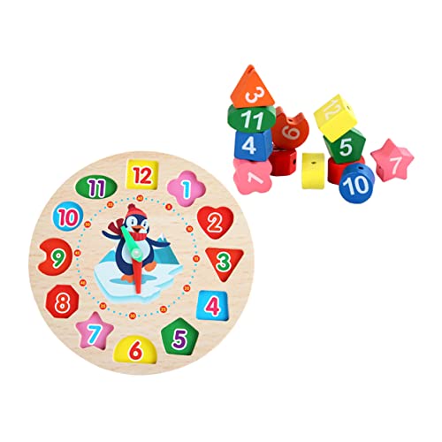 BESTonZON 1 Satz Hölzerne Uhr Kreatives Uhrenspielzeug Uhr-Design- Holzform Passendes Bausteinspielzeug Spielzeuguhr Aus Holz Blockieren Bildungsblöcke Colorful von BESTonZON