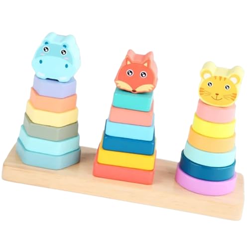 BESTonZON 1 Satz Holzblock -Spinnspielzeug Pop-up- für Neugeborene Spielzeugeier interaktives stapelspielzeug Stapelringe Stapelring für Kleinkinder hölzern von BESTonZON