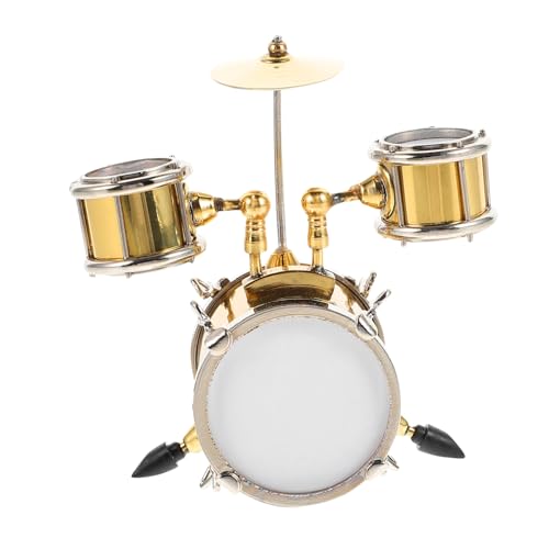 BESTonZON Puppenhaus Zubehör Gold Farbe Mini Trommel Modell Desktop Ornament für Jungen und Mädchen von BESTonZON