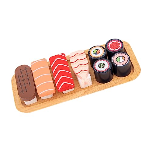 BESTonZON 1 Satz Kognitives für Lebensmittel Sushi Sushi- Modell-Sushi Sushi-Zubereitungsset Sushi-Matte Lernspielzeug für Sushi-Simulation hölzern von BESTonZON