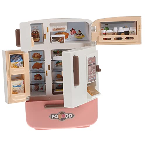 BESTonZON Realistischer Mini-kühlschrank Mit Gefrierfach Spielzeug-lebensmittelset Für Jungen Und Mädchen Spielzeug-küchenzubehör Runde Kanten von BESTonZON