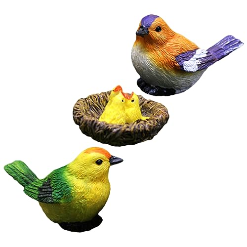 BESTonZON 1 Satz Künstliche Kleine Vögel, Simulationsharzvögel Mit Nestgarten-mikroszenendekorationen von BESTonZON