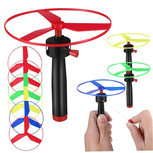 BESTonZON 1 Set Propeller-Kordelzug-Spielzeug UFO-Fliegende Scheiben Zum Ziehen Für Jungen Und Mädchen Spielen Im Freien Zugschnur Fliegende Untertasse Spielzeug Zufällige Farbe von BESTonZON