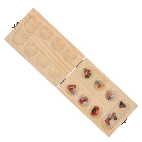 BESTonZON 1 Satz Mancala Brettspiel aus Holz mit Klappbarem Spielbrett und Natursteinen Strategisches Denkspiel für Erwachsene Einfach zu Transportieren Lagern BESTonZON 1 Satz Mancala Brettspiel aus Holz mit Klappbarem Spielbrett und Natursteinen Strategisches Denkspiel für Erwachsene Einfach zu Transportieren Lagern von BESTonZON