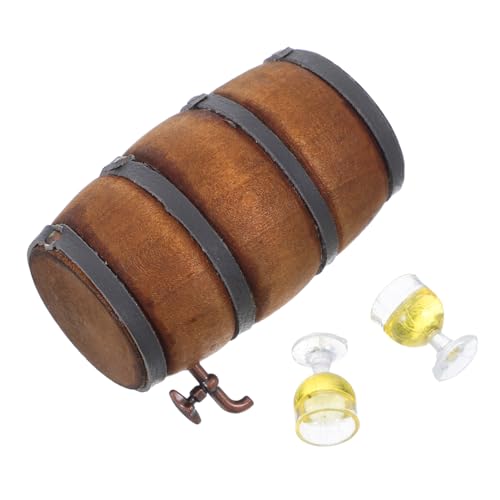 BESTonZON 1 Satz Mini-Bierfass Vintage Puppenhaus Weinfass Modell Weinbar Zubehör Weinfass Zubehör Puppenhaus Figuren Mini Hausfass Mini-Fass-Modell Mini-Bierfässer aus Holz Harz von BESTonZON