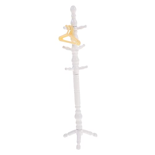 BESTonZON 1 Satz Mini-Garderobe Mini-puppenhaus Teppiche Puppenhaus-miniaturen Mini-puppenmöbel Kommode Kleiderbügel Kleiderständer Winziger Puppen-bodenhänger Beige Abs von BESTonZON