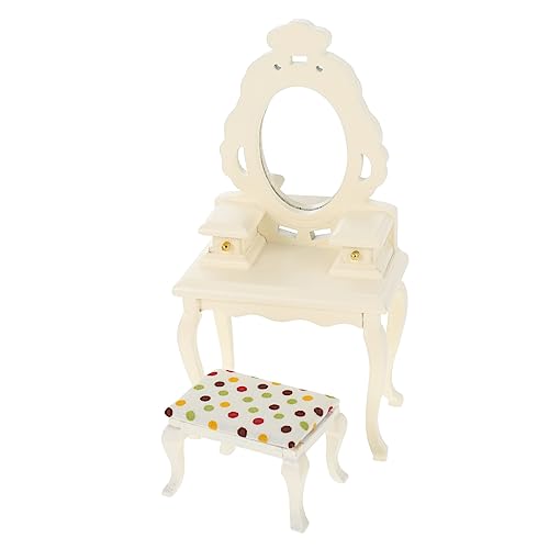BESTonZON 1 Satz Mini-Kommode holzmöbel holztisch puppenhausmöbel Set Dollhouse Furniture Minitisch mit Hocker Mini Möbel Möbelmodell Kinderspielzeug Modell Einer Miniaturkommode Birke von BESTonZON
